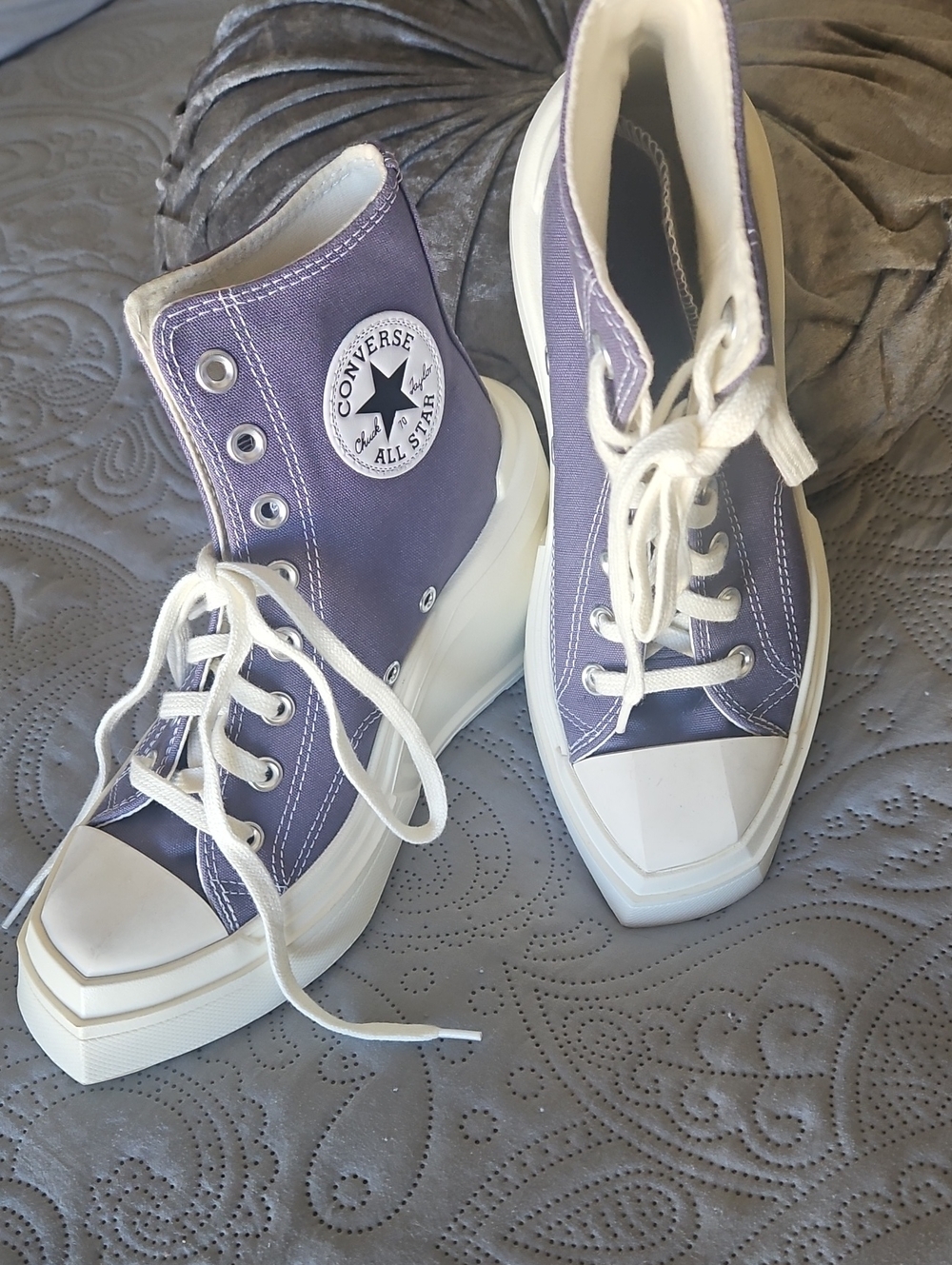 Converse Lavender High Top Sneakers with White Soles